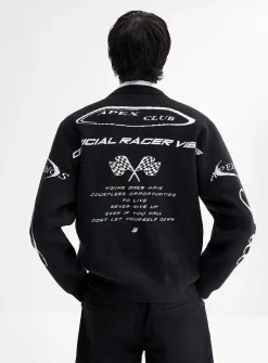 Racing jacquard loose sweater