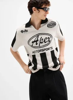 Racing stripe jacquard knit jersey