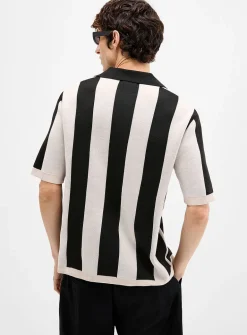Racing stripe jacquard knit jersey