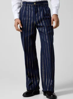 Rafael golden stripes pure linen pant
