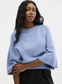 Raglan bell sleeves boxy-fit sweater