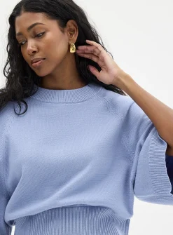 Raglan bell sleeves boxy-fit sweater