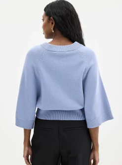Raglan bell sleeves boxy-fit sweater
