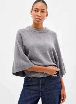 Raglan bell sleeves boxy-fit sweater