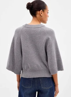 Raglan bell sleeves boxy-fit sweater
