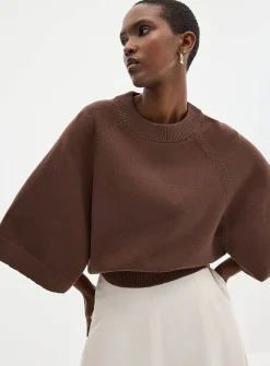 Raglan bell sleeves boxy-fit sweater