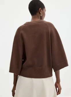 Raglan bell sleeves boxy-fit sweater