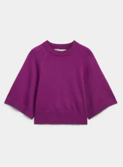 Raglan bell sleeves boxy-fit sweater