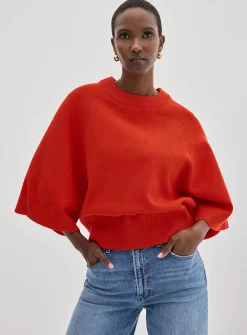 Raglan bell sleeves boxy-fit sweater