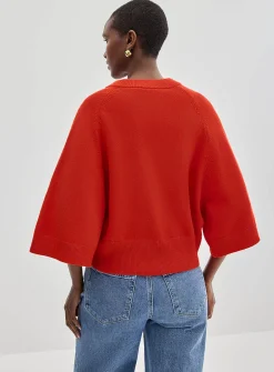 Raglan bell sleeves boxy-fit sweater