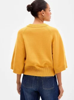 Raglan bell sleeves boxy-fit sweater
