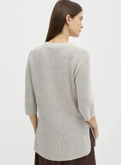 Raglan-sleeve tunic sweater