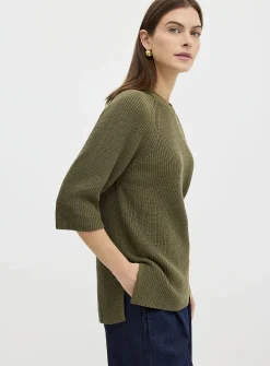 Raglan-sleeve tunic sweater