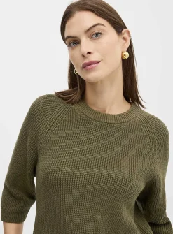 Raglan-sleeve tunic sweater