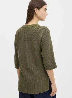 Raglan-sleeve tunic sweater