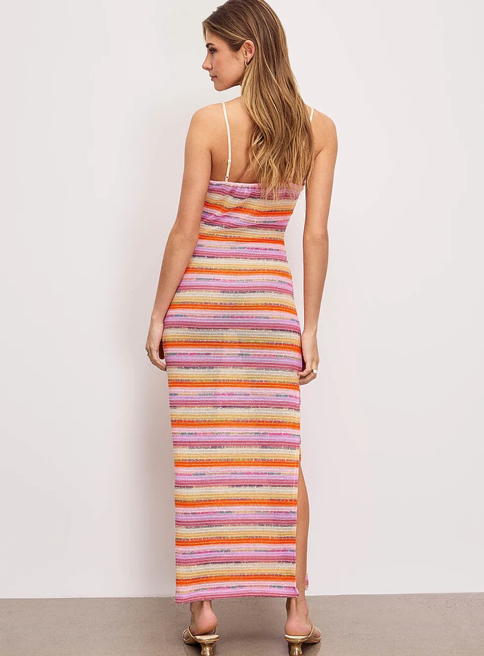Rainbow knit maxi dress