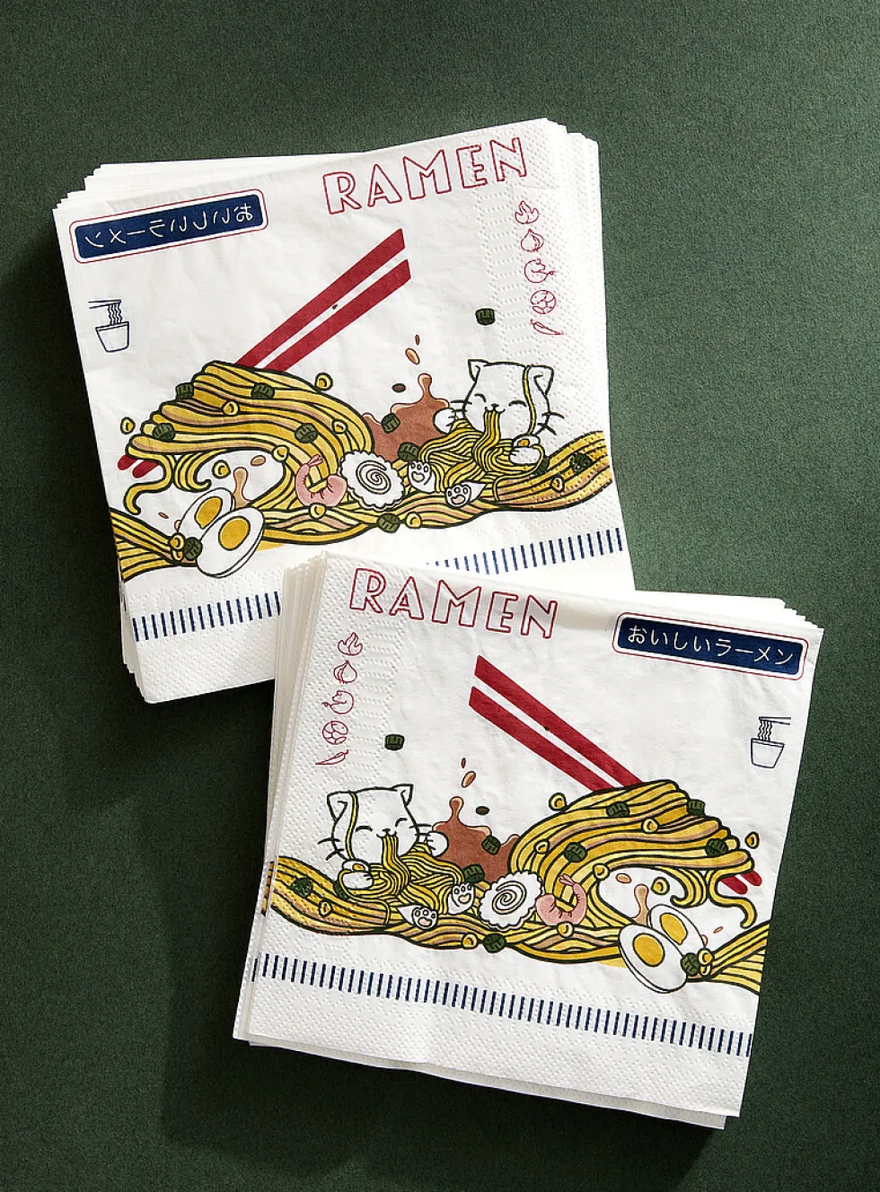Ramen noodles paper napkins