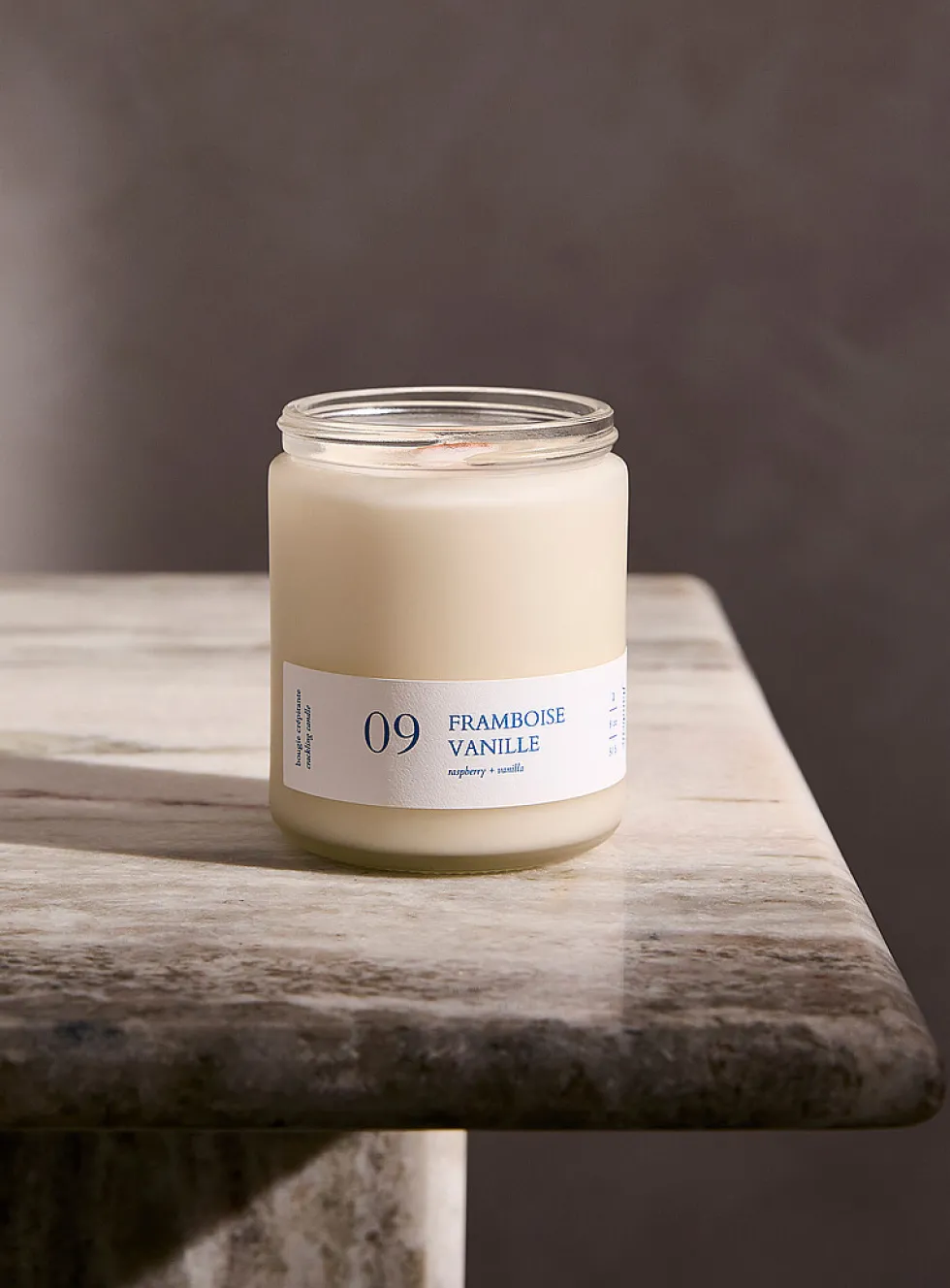 Raspberry and vanilla scented candle