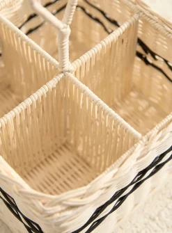 Rattan utensil holder basket