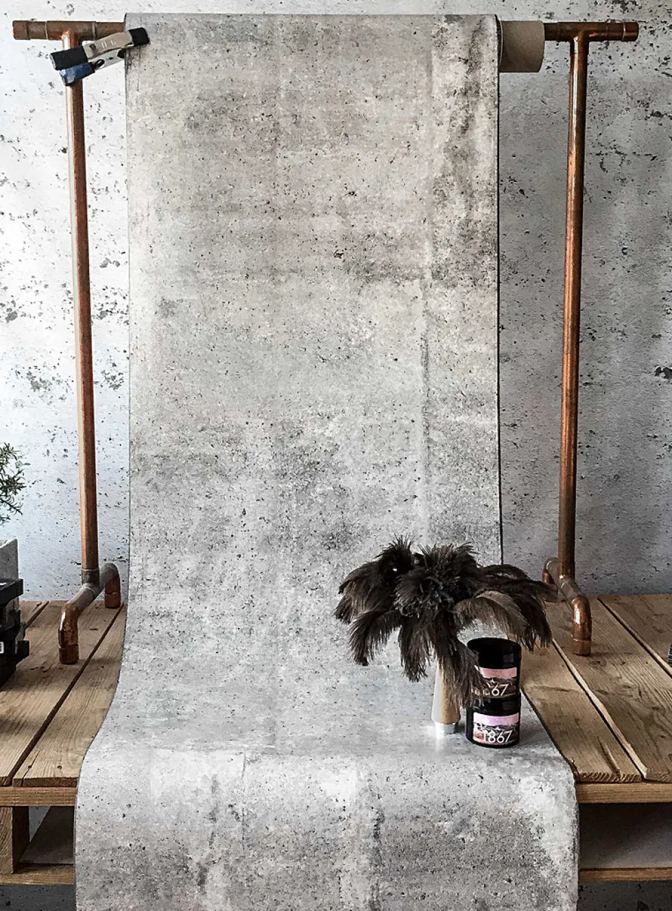 Raw concrete wallpaper strip