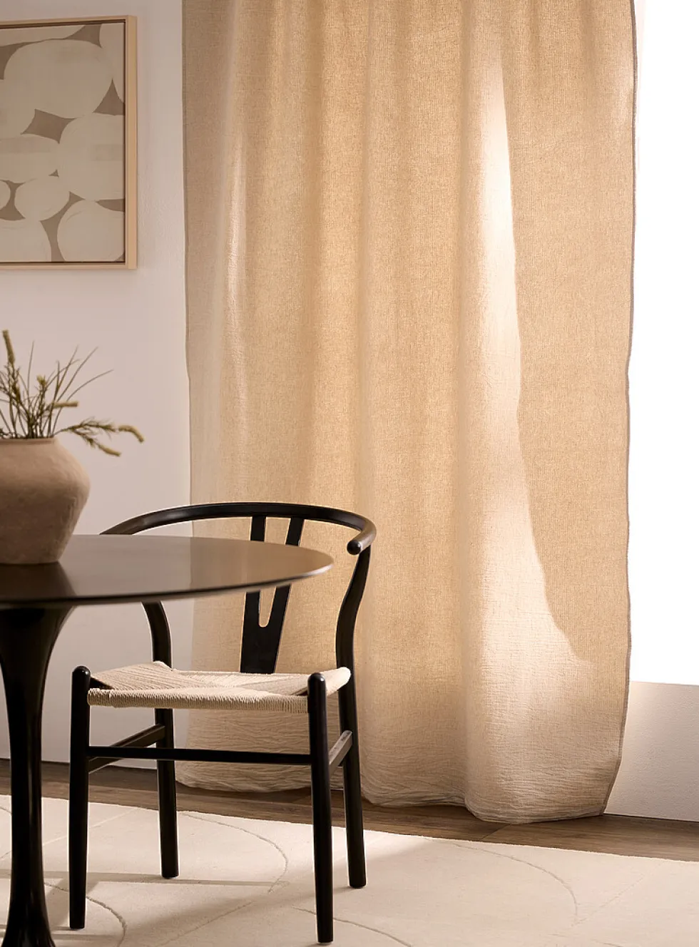 Raw cotton and linen solid curtain