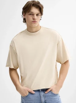Raw hem cropped loose t-shirt