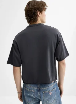 Raw hem cropped loose t-shirt