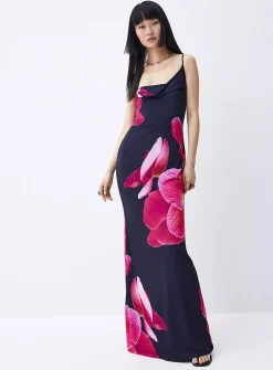 Realistic flower maxi dress