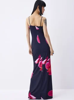 Realistic flower maxi dress