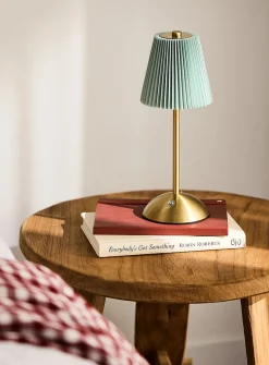 Rechargeable touch lamp with pleated shade