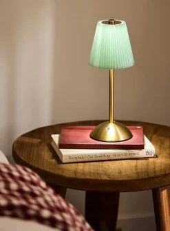 Rechargeable touch lamp with pleated shade