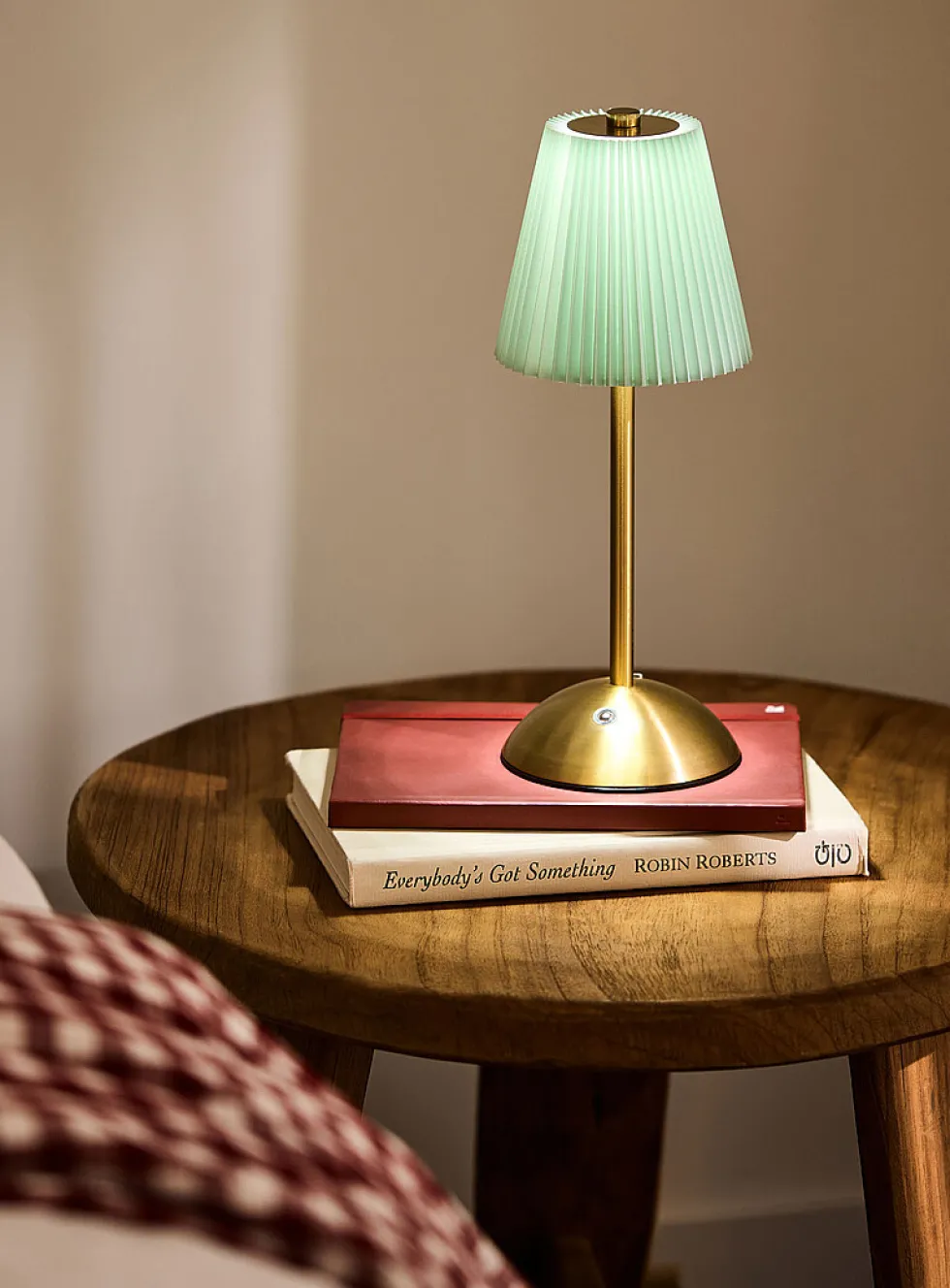 Rechargeable touch lamp with pleated shade