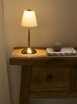 Rechargeable touch lamp with pleated shade