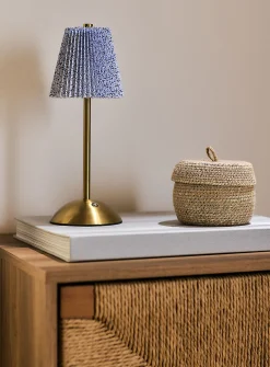 Rechargeable touch lamp with pleated floral shade