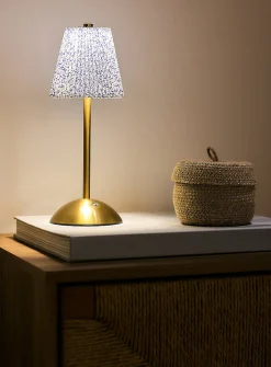 Rechargeable touch lamp with pleated floral shade