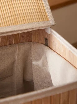 Rectangular bamboo laundry basket