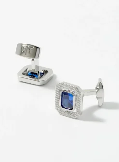 Rectangular crystals cuff links