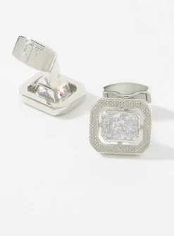 Rectangular crystals cuff links