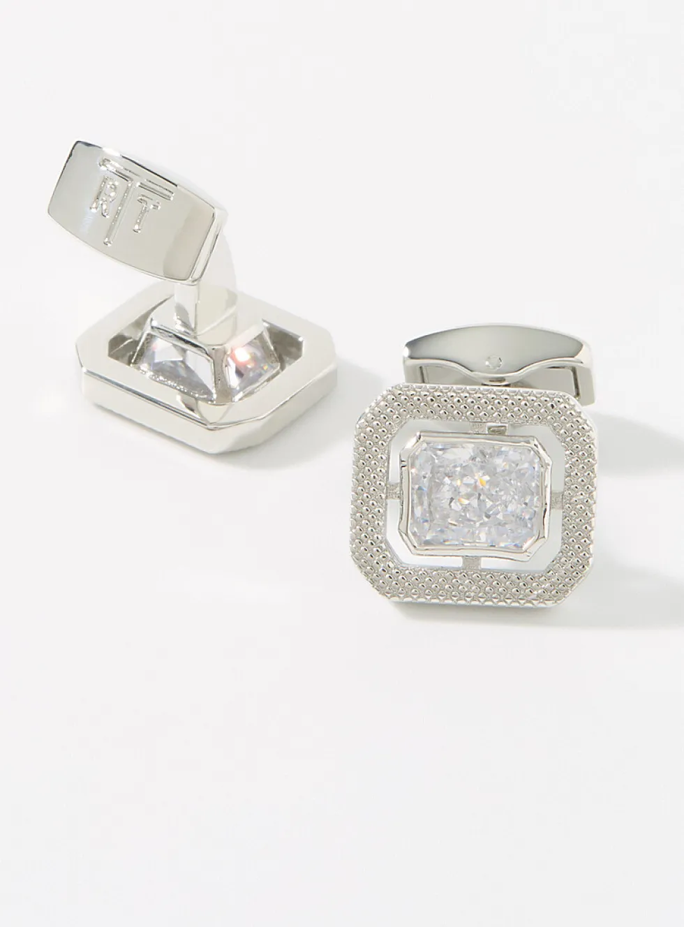 Rectangular crystals cuff links