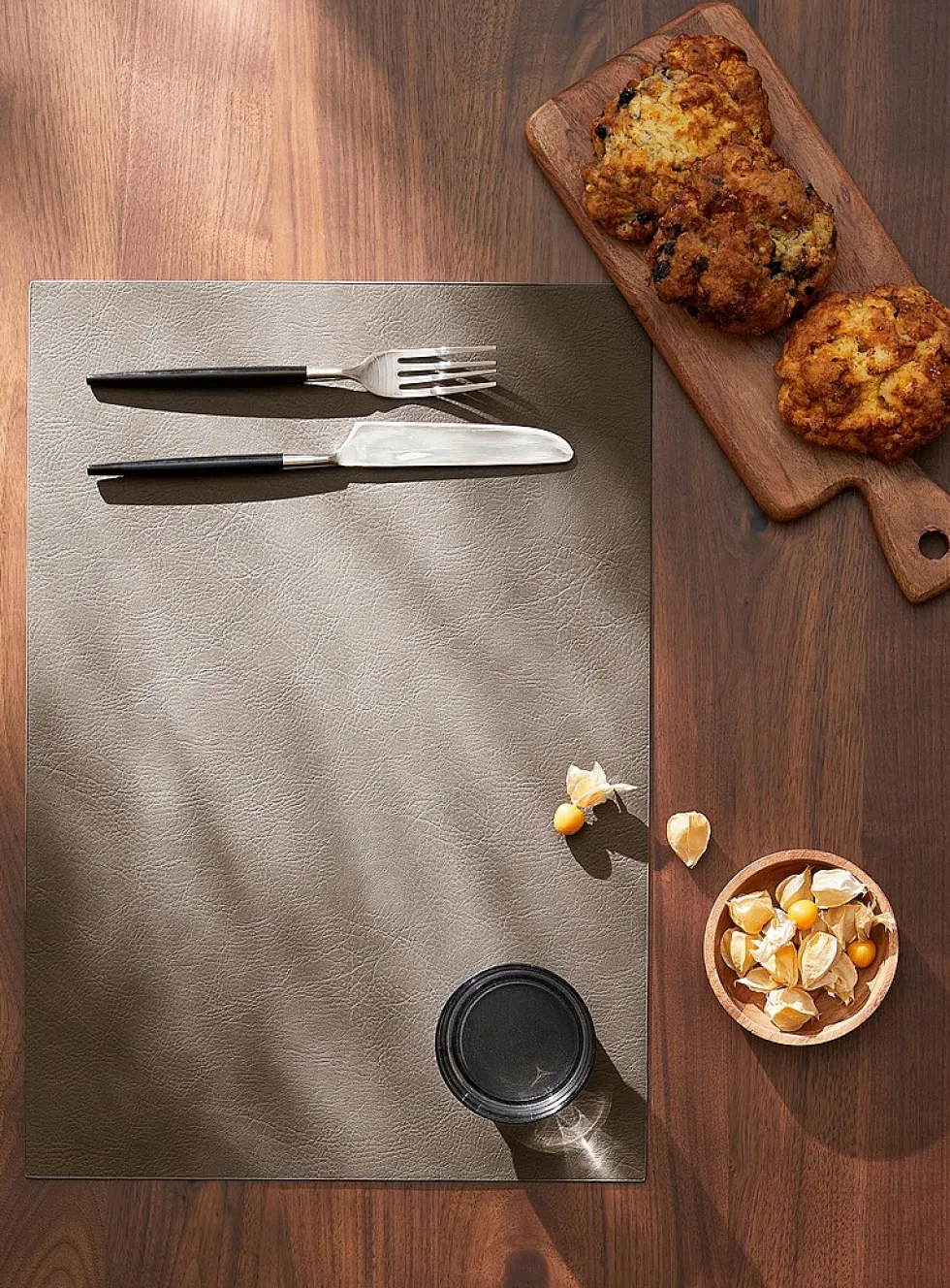 Rectangular faux-leather placemat