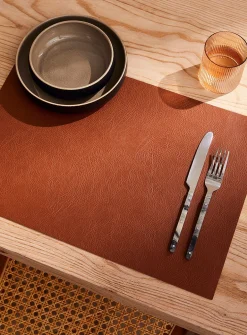 Rectangular faux-leather placemat