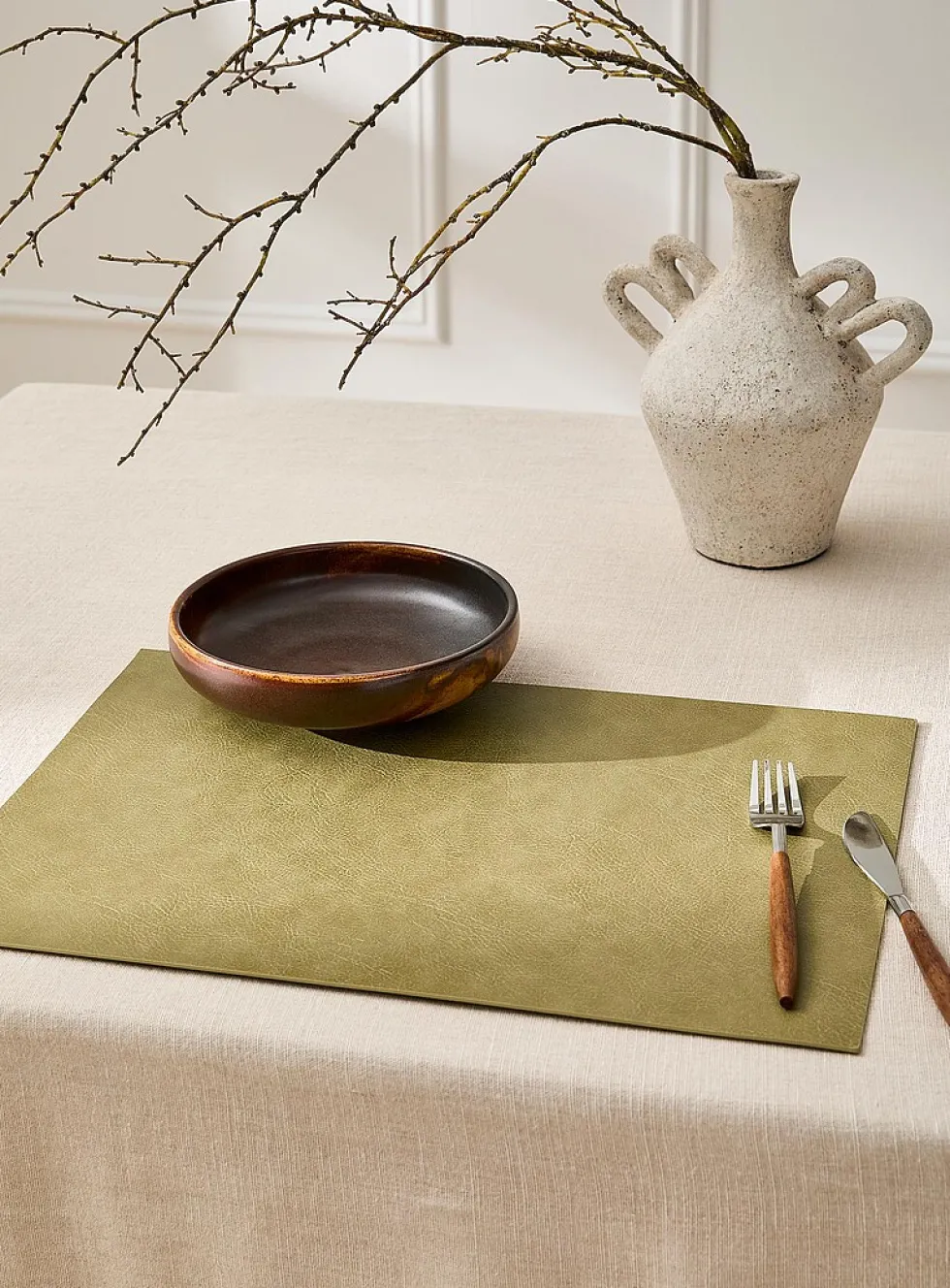 Rectangular faux-leather placemat