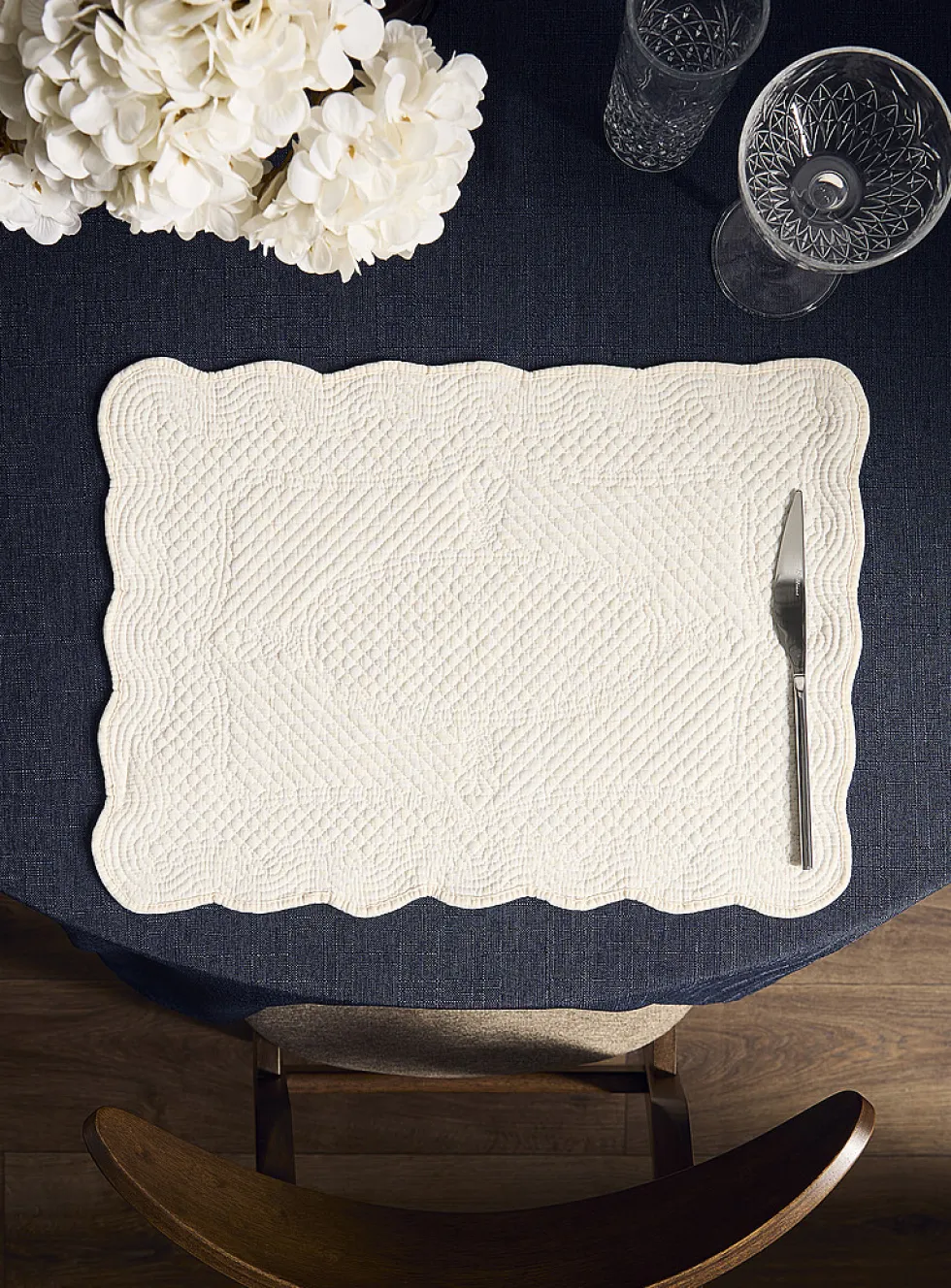 Rectangular ornamental topstitched placemat