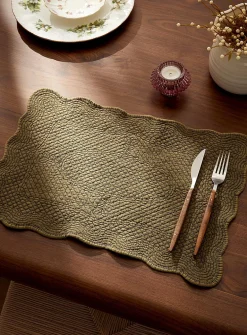 Rectangular ornamental topstitched placemat