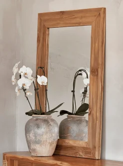 Rectangular recycled teakwood mirror