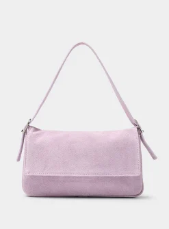 Rectangular suede baguette bag