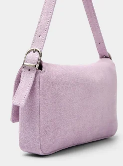 Rectangular suede baguette bag