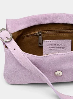 Rectangular suede baguette bag