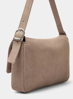 Rectangular suede baguette bag