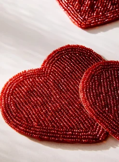 Red heart beads coasters